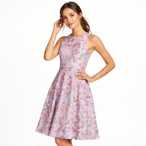 Belle Badgley Mischka Nadia Dress Floral Sleeveless A-line Cocktail Lilac Size 6